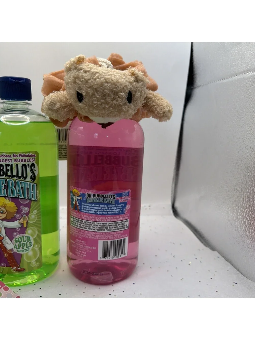 Dr Bubbello’s Bubble Bath 3 Pack 33.8oz Blue Raspberry Gum Apple + Spa Puffs